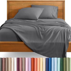 Bare Home Queen Sheet Set - 1800 Ultra-Soft (Queen, Grey) | Deep Pockets 6 to 15 Inches, Breathable, Hypoallergenic, Hotel Luxury, Easy Fit, Soft, All-Season